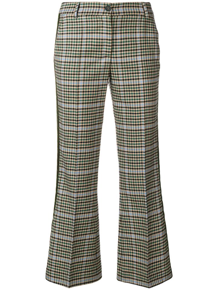 P.a.r.o.s.h. Checked Kickflare Trousers - Nude & Neutrals