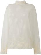 Ann Demeulemeester Tulle Lace Detail Top - White