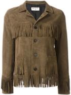 Saint Laurent 'curtis' Jacket, Women's, Size: 38, Brown, Goat Suede/silk