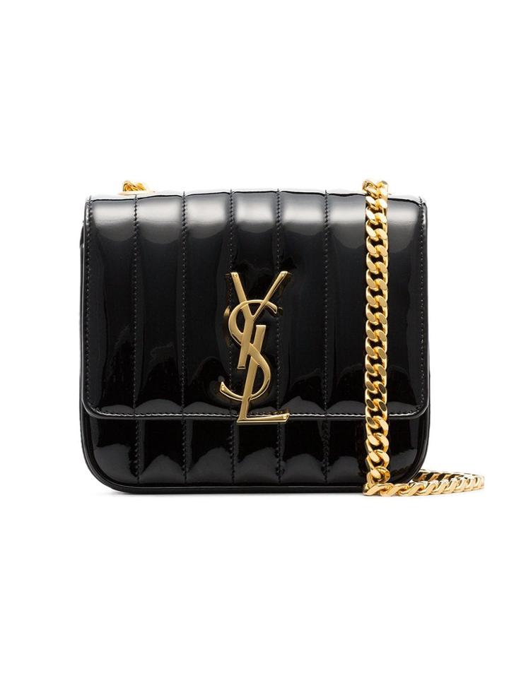 Saint Laurent Black Vicky Small Patent Leather Cross Body Bag