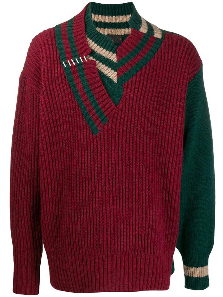 Kolor Layered V-neck Ribbed Jumper