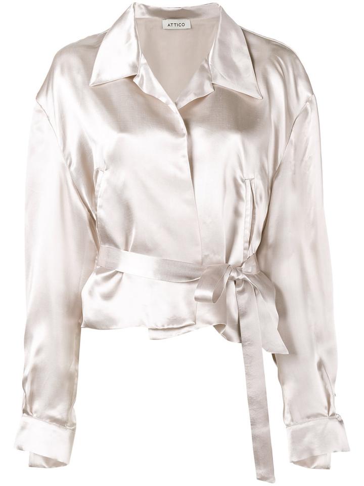 Attico - Andrea Bomber Shirt - Women - Viscose - 2, Nude/neutrals, Viscose