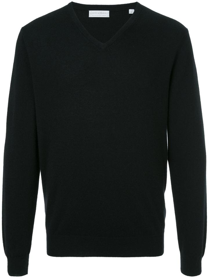 Gieves & Hawkes V-neck Sweater - Black