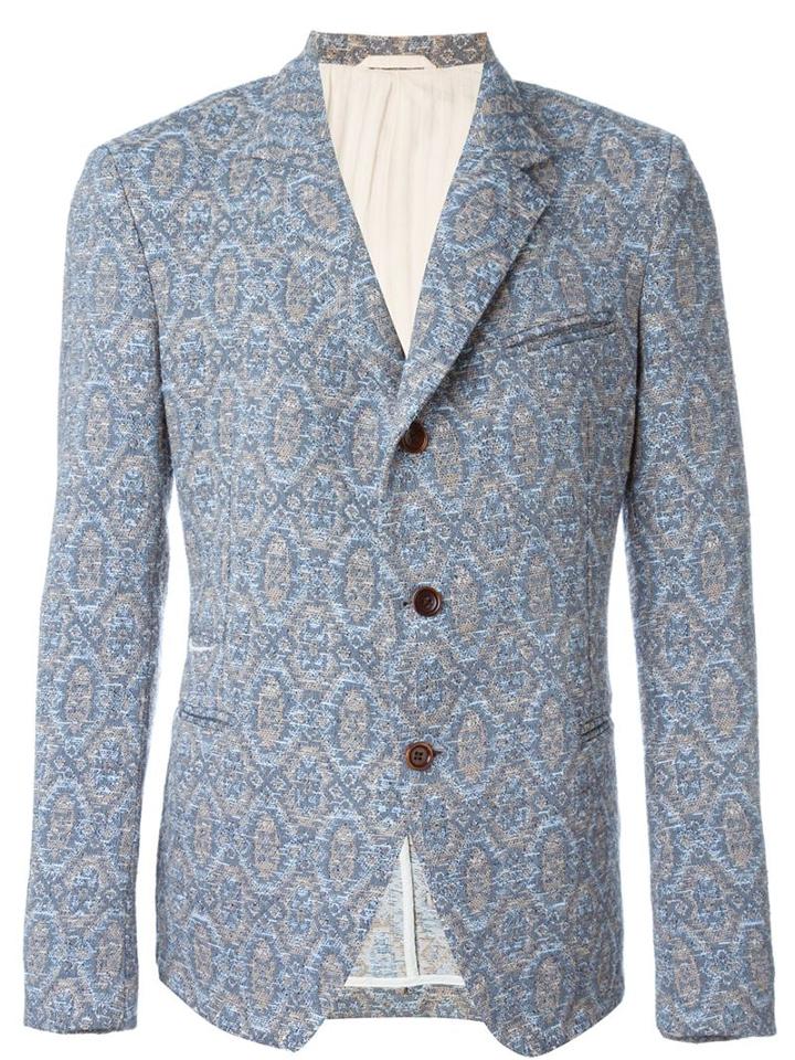 Al Duca D'aosta 1902 Jacquard Blazer, Men's, Size: 48, Blue, Cotton/polyester
