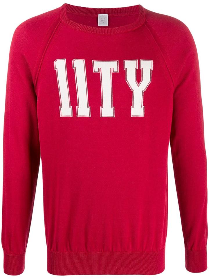 Eleventy Logo Short Sleeve Sweater - Red