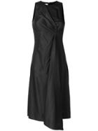 Cédric Charlier Draped Midi Dress - Black