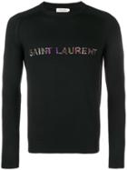 Saint Laurent Logo Embroidery Sweater - Black