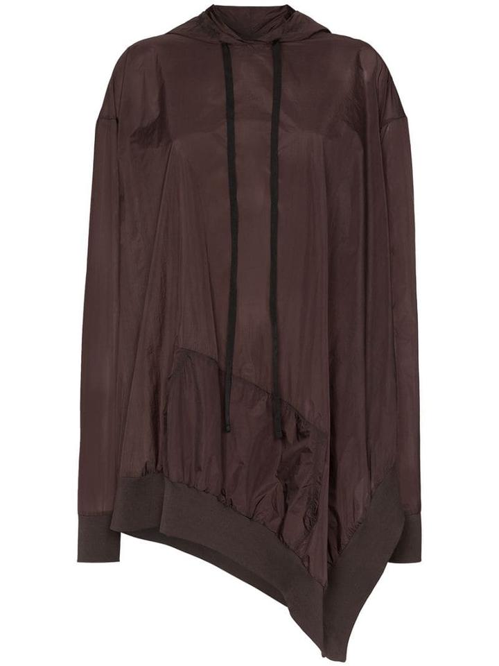 Unravel Project Asymmetric Open-side Hoodie - Brown