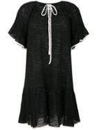 Twin-set Contrast-hem Ruffle Dress - Black