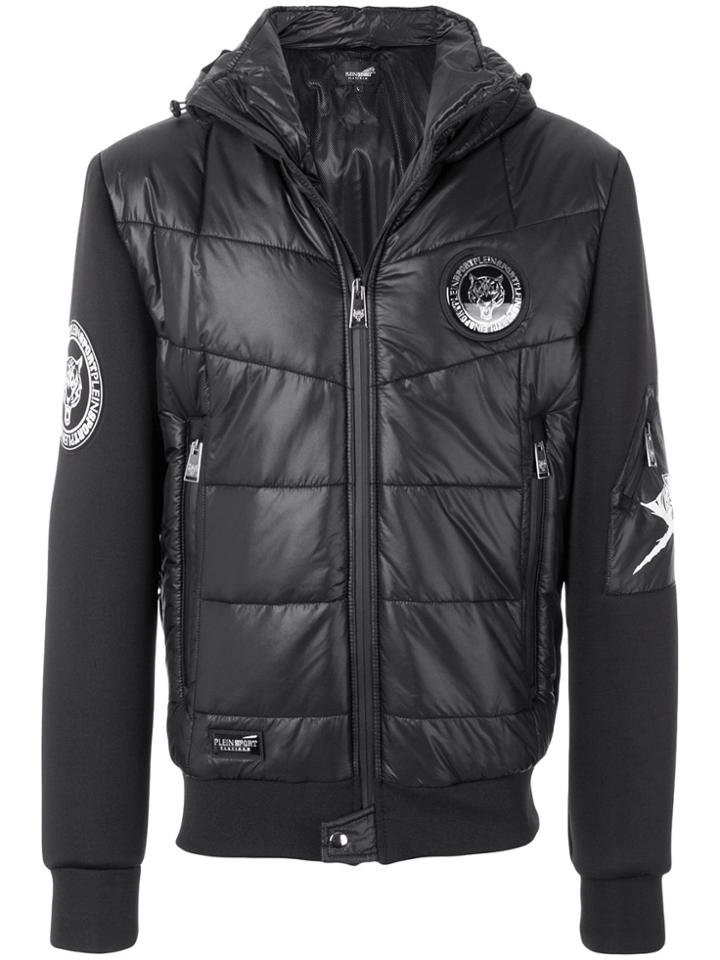 Plein Sport Patch Detail Puffer Jacket - Black