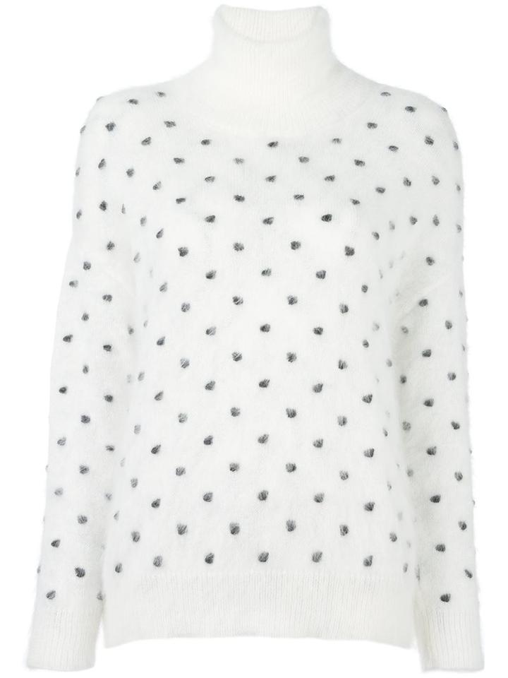 Giamba Polka Dot Turtle Neck, Women's, Size: 38, White, Polyamide/angora/virgin Wool