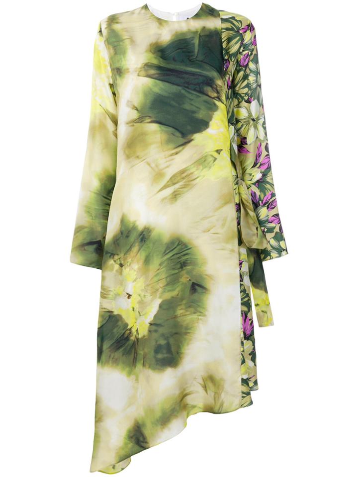 Msgm Floral Print Wrap-around Dress - Green