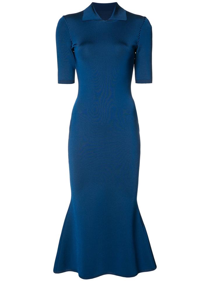 Victoria Beckham Flared Dress, Women's, Size: 3, Blue, Viscose/polyimide/spandex/elastane