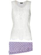 Versace Vintage Lace Top & Dots Skirt - Multicolour