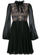 Giambattista Valli - Embroidered Floral Panel Dress - Women - Silk - 42, Black, Silk