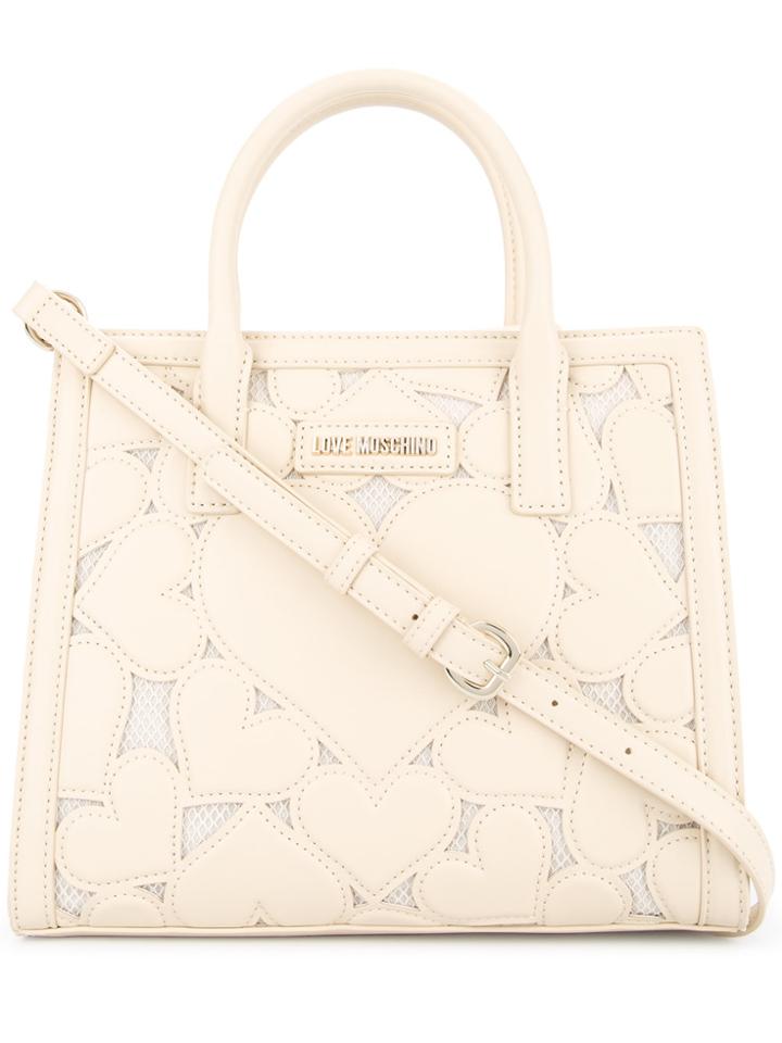 Love Moschino Heart-embroidered Tote - Nude & Neutrals
