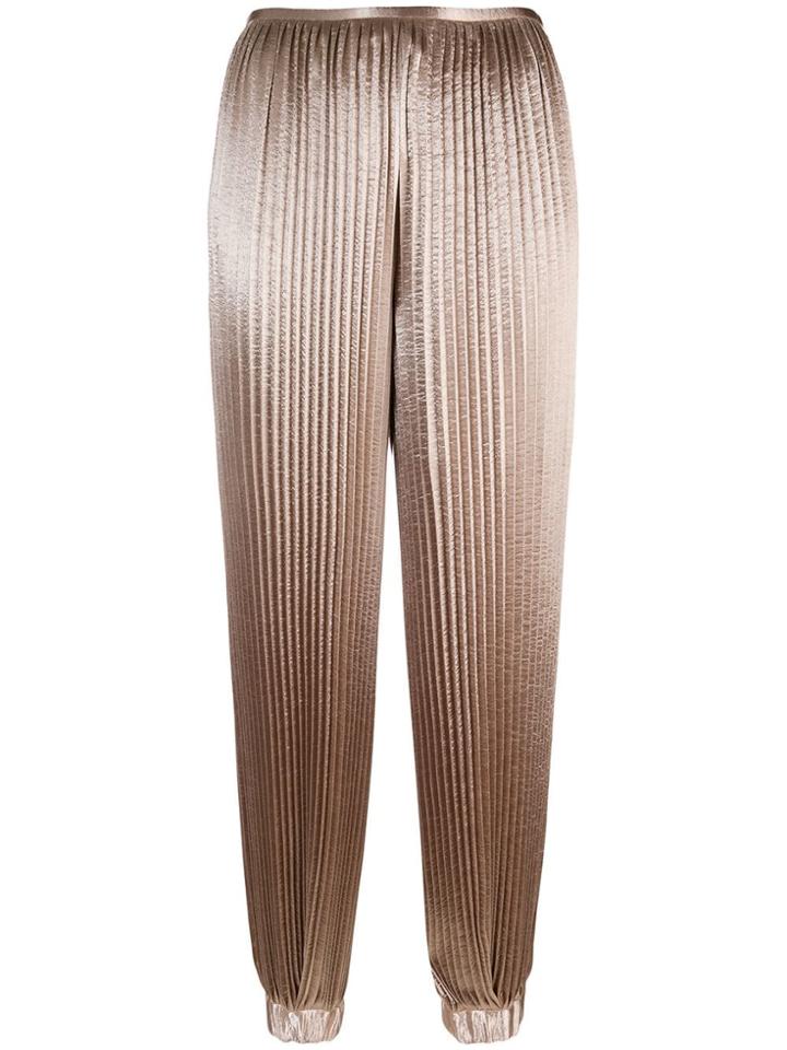 Krizia Cropped Pleated Trousers - Nude & Neutrals