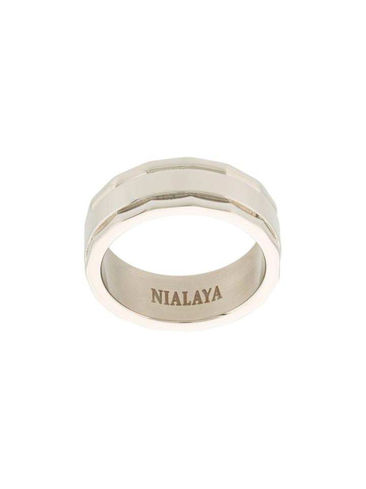 Nialaya Jewelry Faceted Paneled Ring - Grey