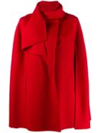 Valentino Draped Collar Cape - Red