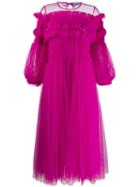 Molly Goddard Tulle Ruffled Midi Dress - Pink