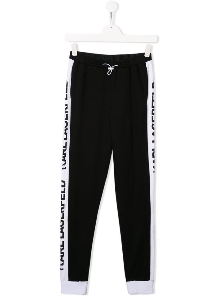 Karl Lagerfeld Kids Teen Logo Stripe Track Trousers - Black