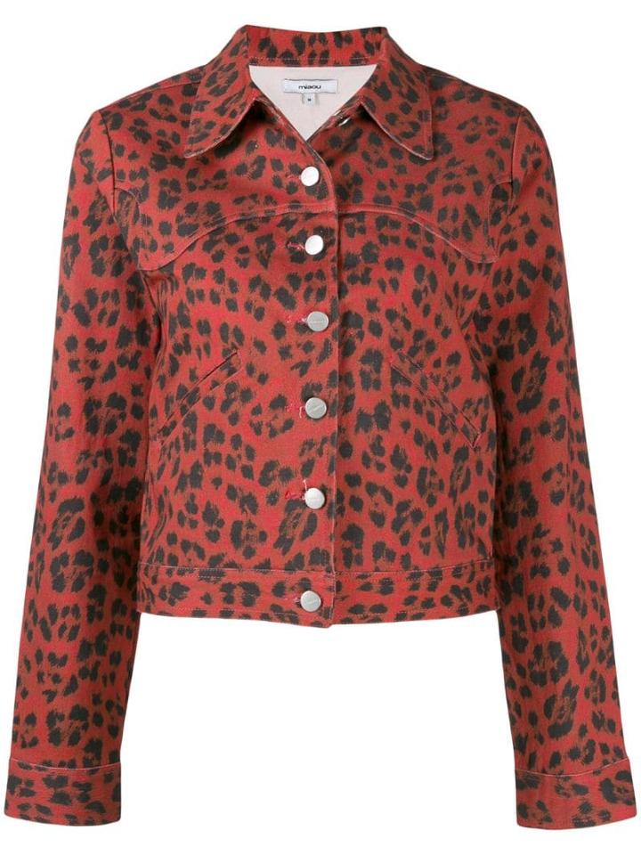 Miaou Leopard Lex Denim Jacket - Red