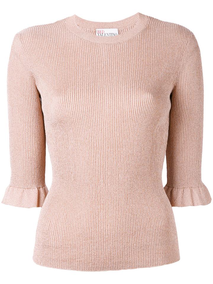 Red Valentino - Ribbed Jumper - Women - Viscose/metallic Fibre - S, Pink/purple, Viscose/metallic Fibre