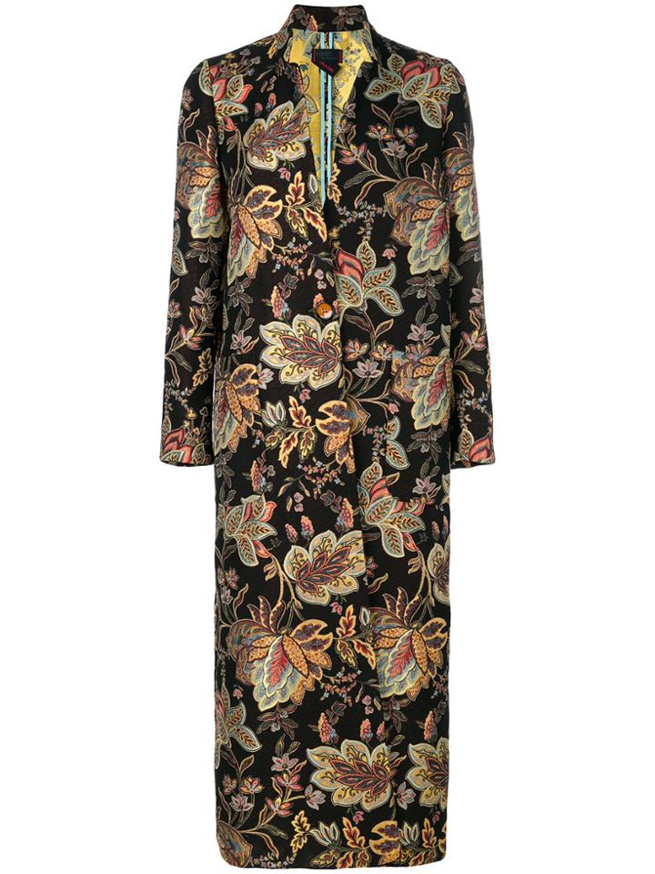 Femme By Michele Rossi Embroidered Fitted Coat - Black