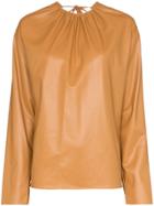 We11done Open Back Faux Leather Blouse - Neutrals