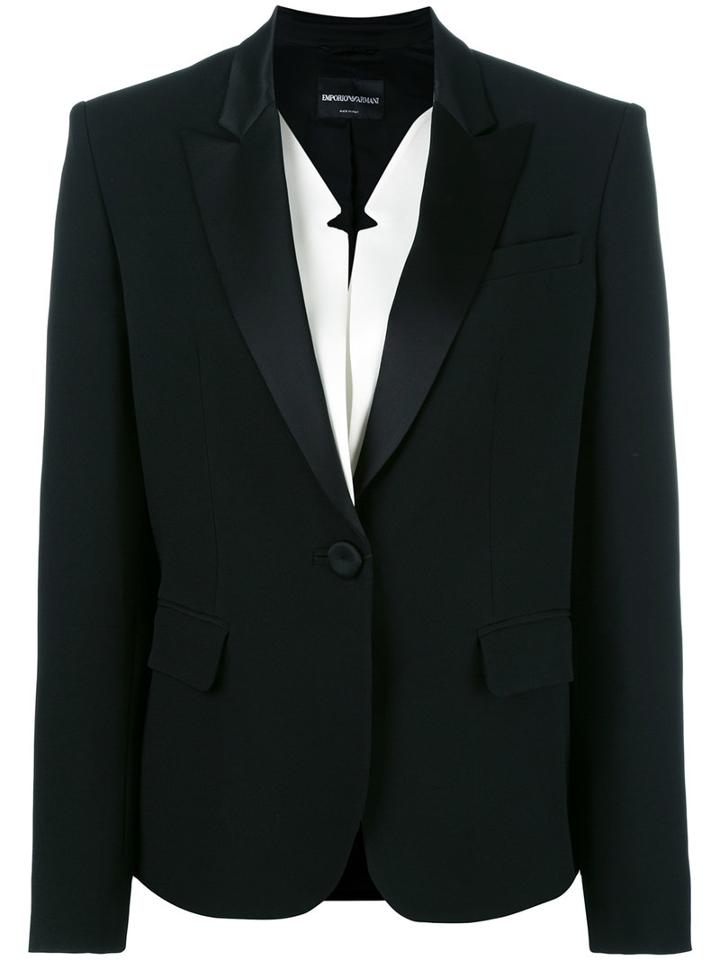 Emporio Armani One Button Blazer, Women's, Size: 40, Black, Viscose/polyester