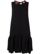 Msgm Embellished Neck Dress, Women's, Size: 40, Black, Polyester/wool