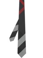 Burberry Modern Cut Oversized Check Silk Tie - Grey