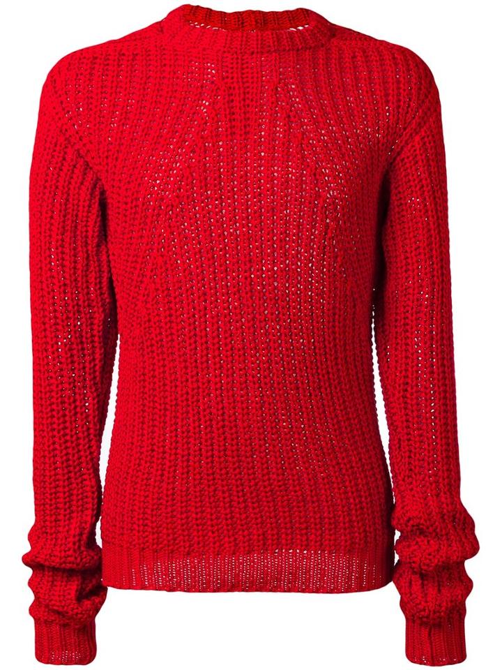 Rick Owens Biker Lever Jumper, Men's, Size: Large, Red, Cotton