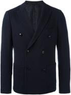 Etro Double Breasted Blazer, Men's, Size: 48, Blue, Silk/cotton/acetate/viscose