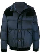 Giorgio Armani Velvet Panel Puffer Coat - Blue