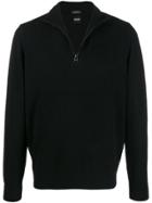 Boss Hugo Boss Zip-front Knitted Sweatshirt - Black