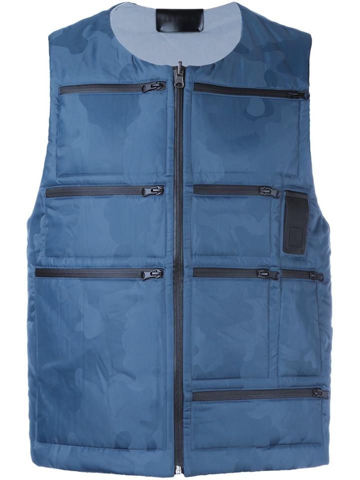 Letasca Camouflage Quilted Zipped Vest, Men's, Size: Xl, Blue, Nylon