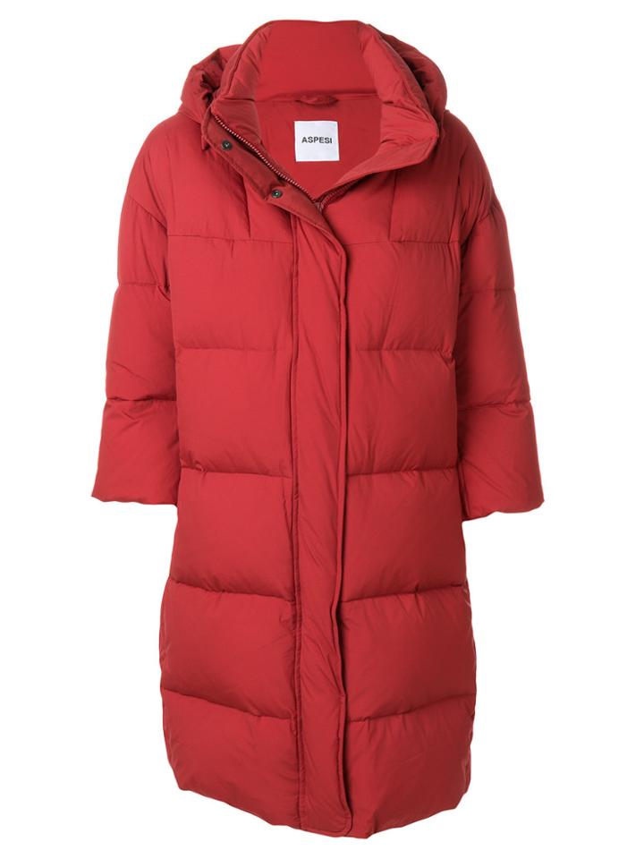 Aspesi Padded Three Quarter Sleeves Coat - Red