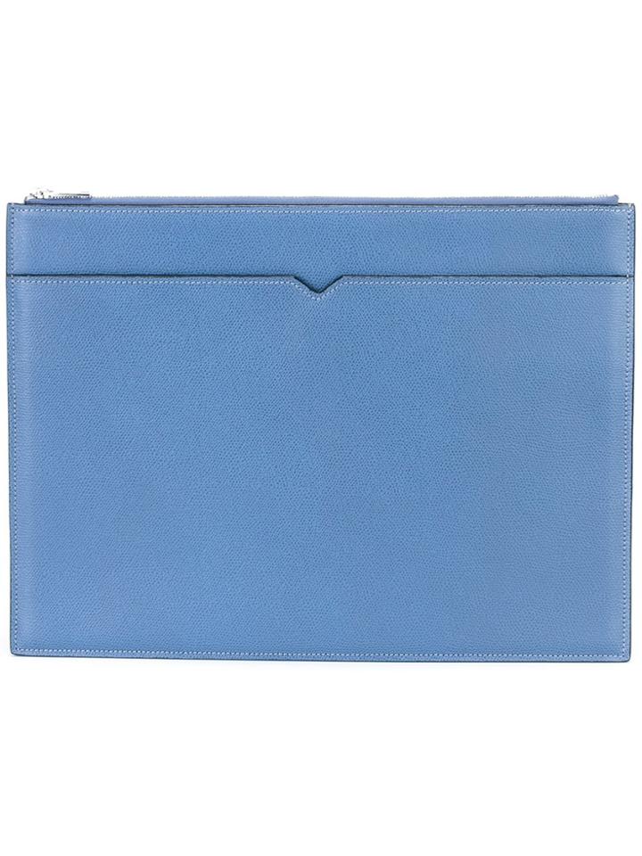 Valextra Portfolio Double With Zip - Blue