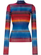 House Of Holland Striped Turtle Neck Top - Blue