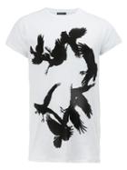 Ann Demeulemeester Bird Print T-shirt, Men's, Size: Large, White, Cotton