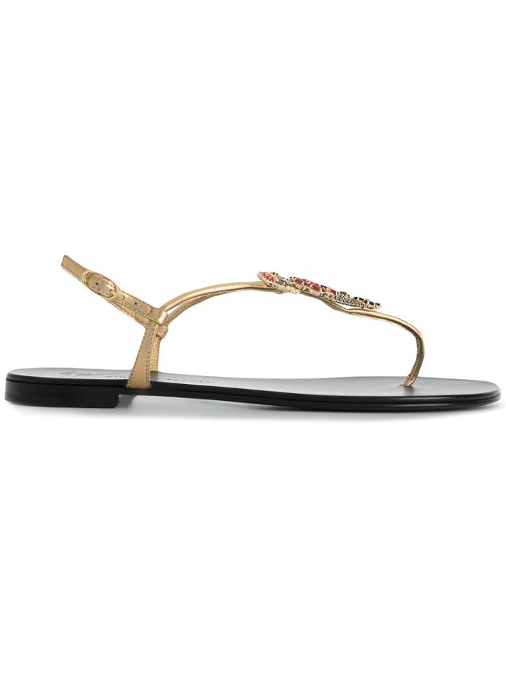 Giuseppe Zanotti Design Toucan Crystal-embellished Sandals - Metallic