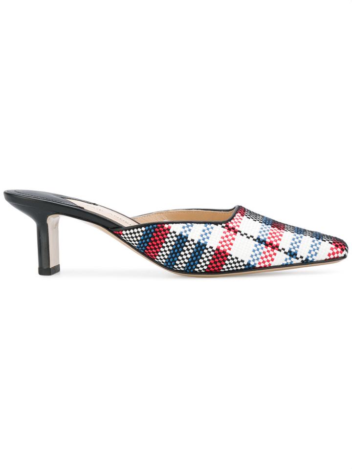 Paul Andrew Plaid Kitten Heel Mules - Multicolour