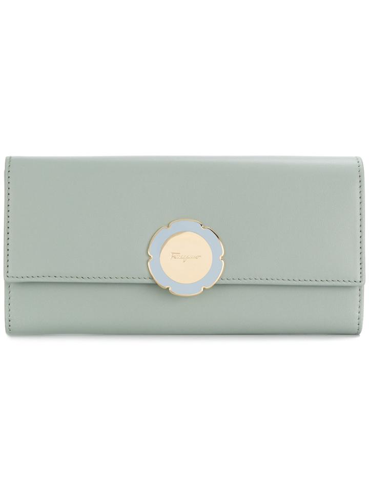 Salvatore Ferragamo Flower Plaque Wallet - Blue