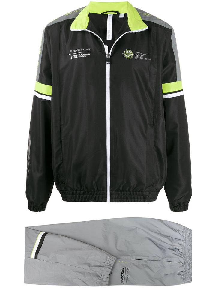 Sergio Tacchini Reflective Tracksuit Set - Black