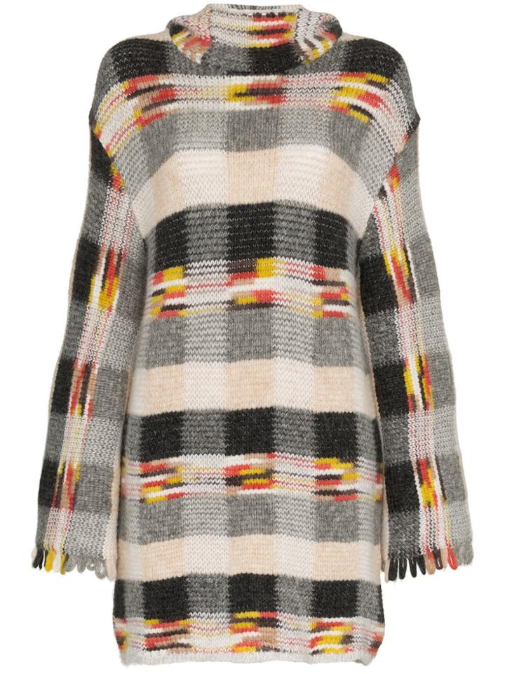 Missoni Check Hooded Cashmere Alpaca Blend Mini Dress - Black