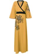 Amen Embroidered Wrap Dress - Yellow & Orange