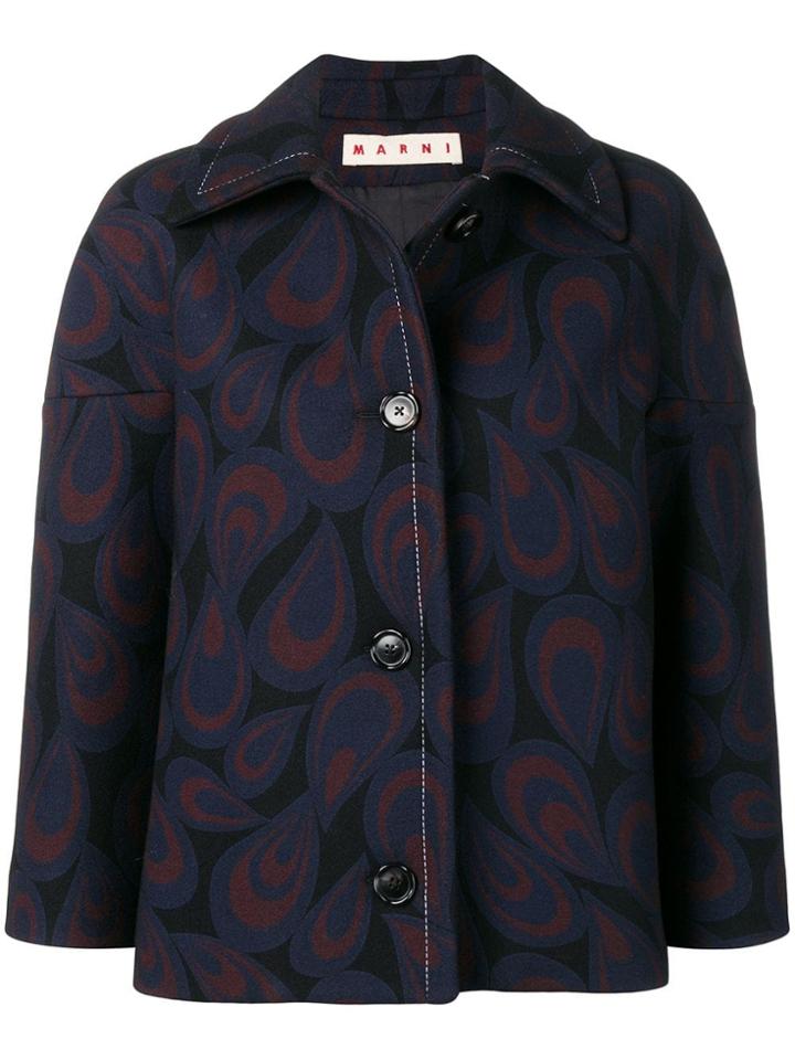 Marni Patterned Cropped Jacket - Black