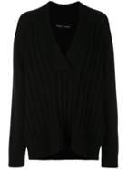 Proenza Schouler Oversized Wool Cashmere V-nneck Knit Top - Black