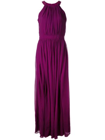 Max Mara Pianoforte - Gathered Gown - Women - Silk/polyamide/acetate - 44, Pink/purple, Silk/polyamide/acetate